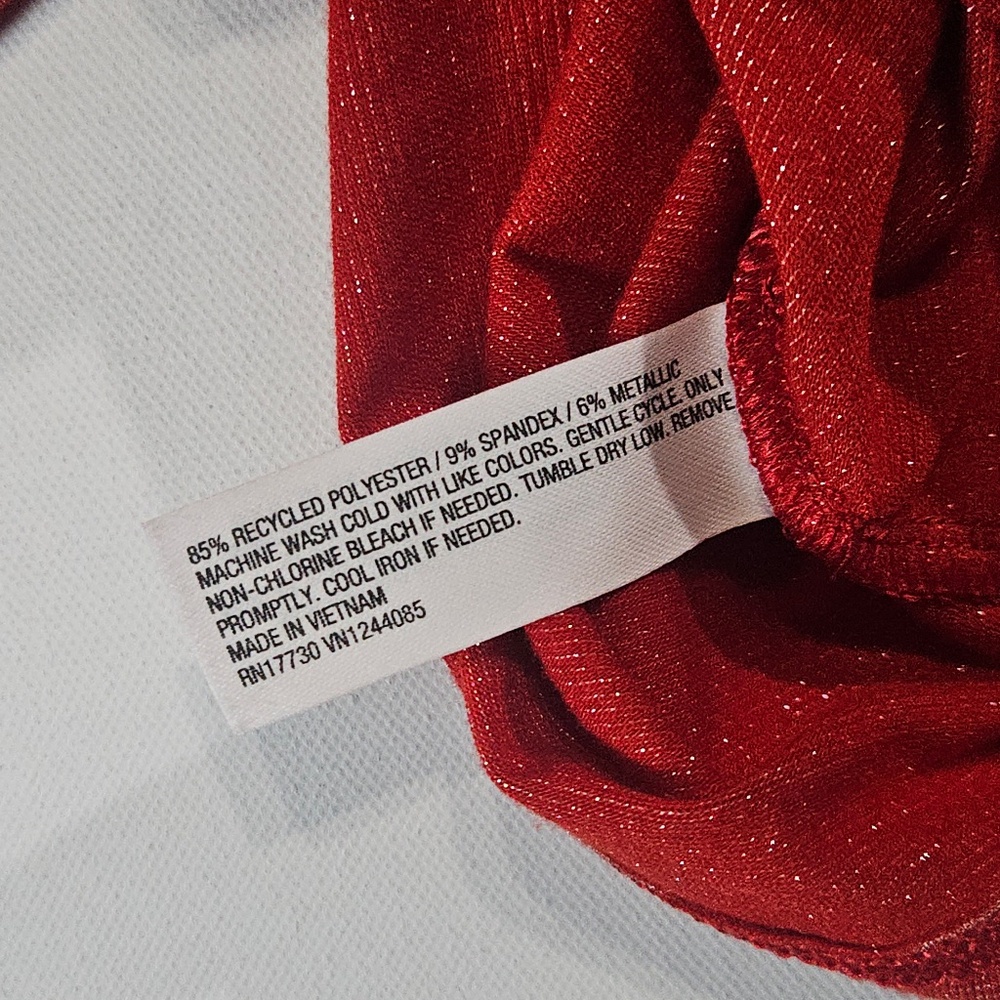 Colsie Shirt Womens Large‎ Red Long Sleeve Pocket Shimmer Metallic Loungewear - Picture 6 of 6